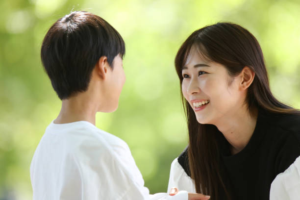 Smiling parents and children