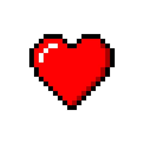 istock Vector illustration of pixel art heart on white background. 2187071347