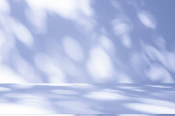 istock Studio style background wall decoration presentation uses white and blue tones. with shadows cast from a nearby window, concept creating a decorative 2187073053