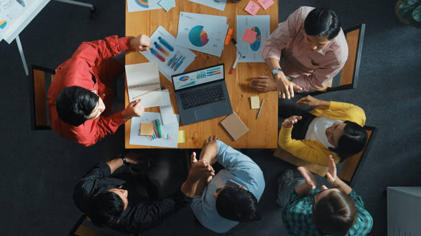 istock Top view of smar business people analyzing data and sharing idea. Convocation. 2187075784