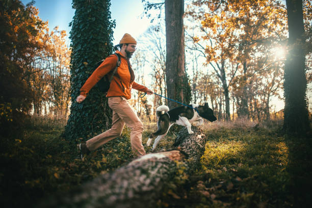 istock Young  man exploring nature with his dog 2187075960
