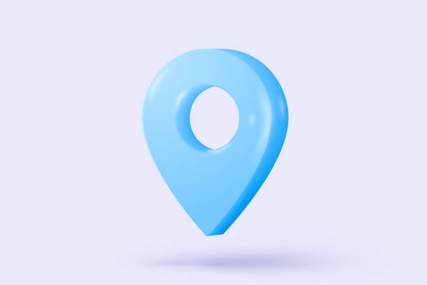 istock 3D location pointer marker of map or navigation pin icon signs. navigation is blue pastel colours with shadow for searching on map direction. 3d GPS pin icon vector render illustration 2187079145