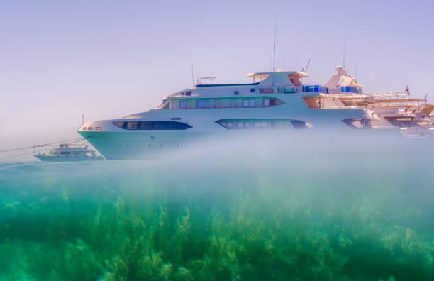 white boat without people excursion in Egypt in the Red Sea