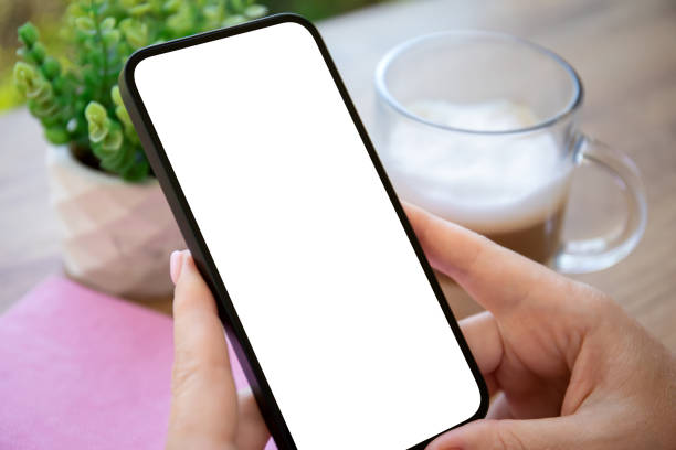 istock female hands hold phone with isolated screen background afe 2187081397