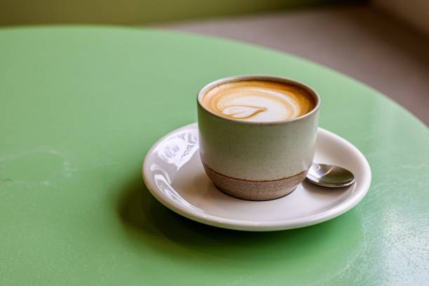istock Latte with latte art on white saucer 2187088069