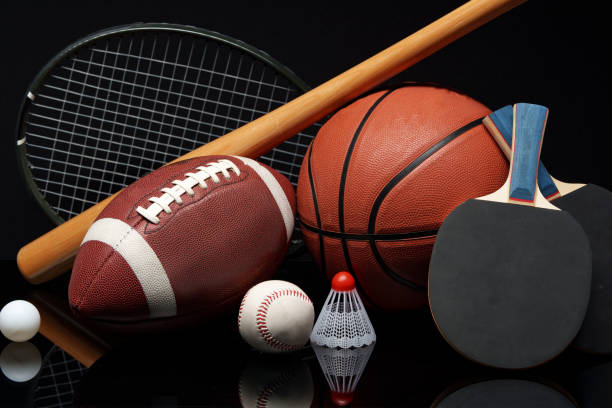 istock Various sports equipment on black background studio shot 2187091526