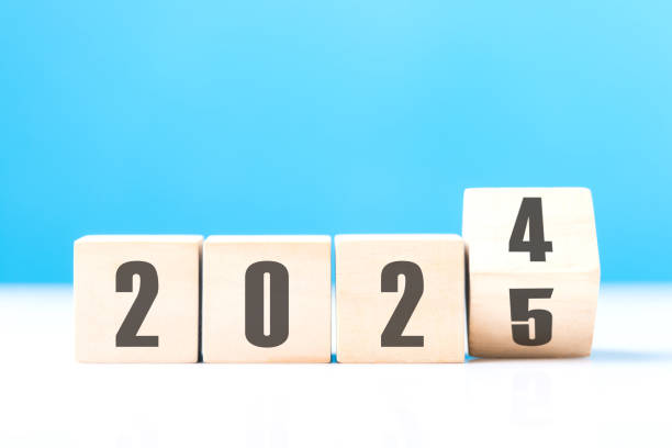 istock Replaces 2024 with 2025 using number blocks, symbolizing the transition into the new year, representing change, progress, and the ongoing passage of time 2187092594