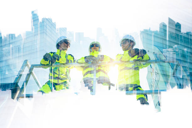 istock The double exposure image of the engineer thinking overlays with cityscape image with copy space. The concept of engineering, construction, futuristic and industry. 2187093163