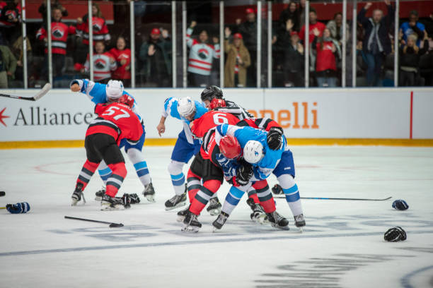 istock Hockey Players Engaged in an Intense Brawl During a Game 2187096321