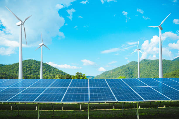 Solar panels are installed to blend in with the environment. Clean alternative energy concept, environment, solar power, generator.