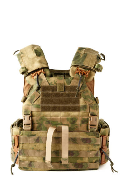 istock Camouflage bulletproof vest isolated on white background 2187102346