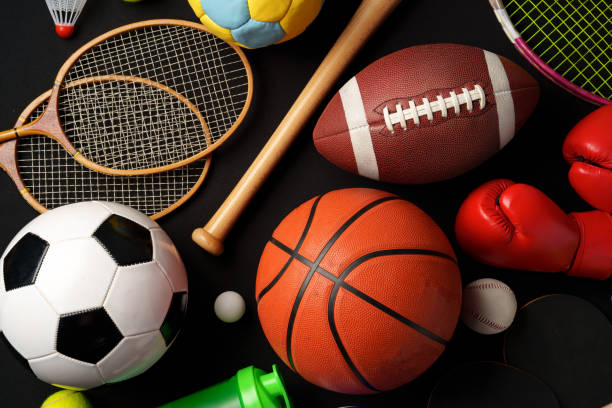 istock Various sports equipment on black background studio shot 2187102753