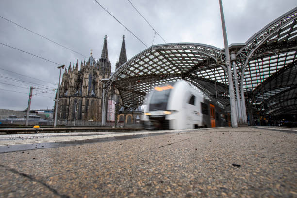 Train leaving Cologne Central station