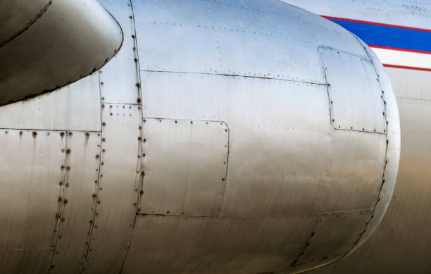 Close-up aircraft jet engine turbine