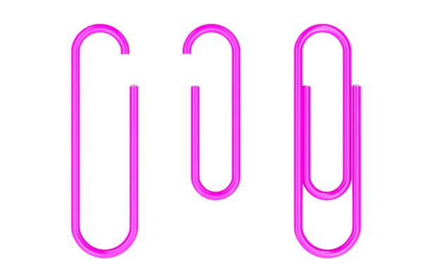 Purple Paper Clips with PVC Coated on the sheet, 3D rendering isolated on white background