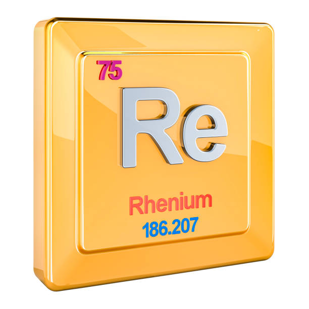 istock Rhenium Re, chemical element sign with number 75 in periodic table. 3D rendering 2187111161