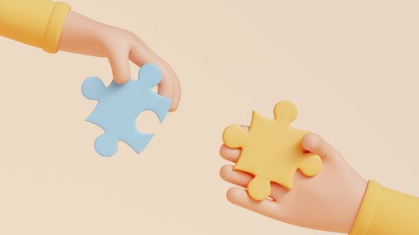 istock 3D Illustration of Hands Connecting Puzzle Pieces – Teamwork and Collaboration Concept 2187113397