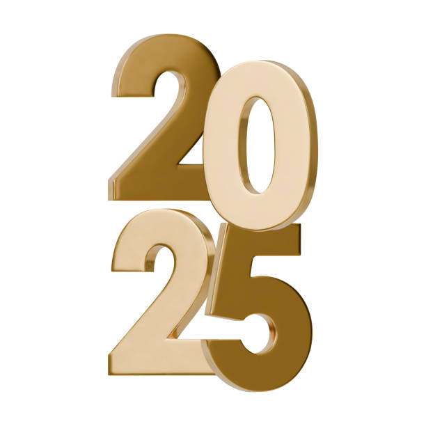 istock A composition with 3D elegant and modern gold numbers 2025. The golden hue perfect for New Year greeting cards, advertisements, or event decorations. Vector illustration isolated on a white background 2187113533