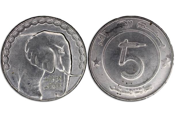 istock Algerian dinar coin front and back close-up 2187115824