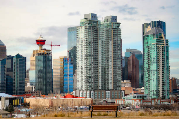 istock Bench in front of the skyline 2187116969