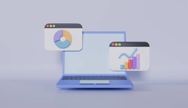 istock Laptop with statistic graph windows, marketing strategy, business analysis, marketing data analysis concept 2187118666