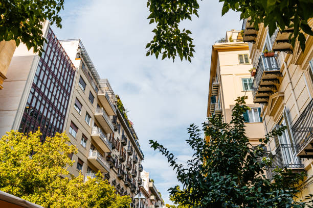 Beautiful modern buildings near center in Palermo in Sicily.