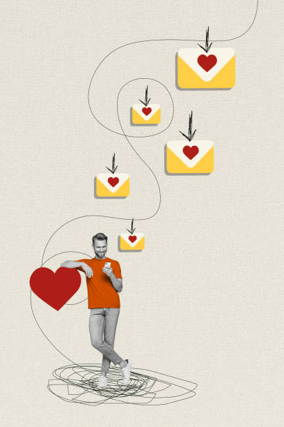 istock Vertical digital app advertisement collage young alone guy searching girlfriend receive mails sms love isolated on gray background 2187122035