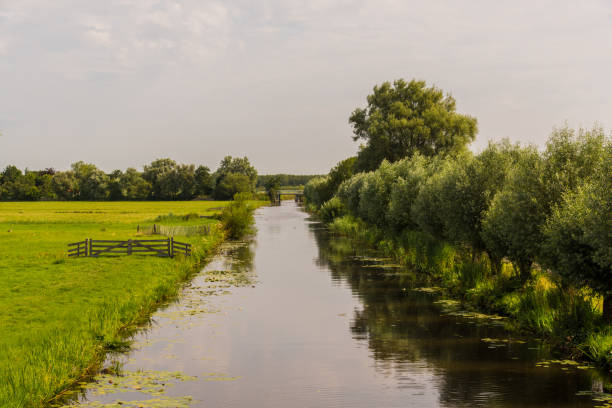 istock Canal through the green field 2187122072