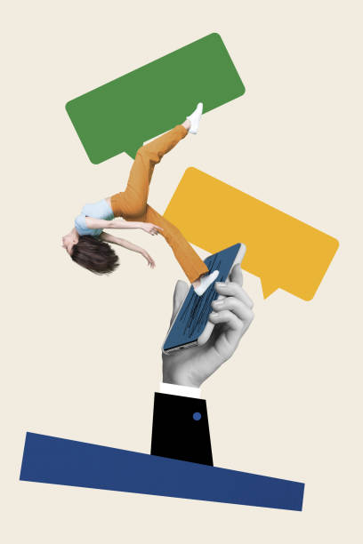 istock Vertical image collage of funny lady addicted to be online bubble cloud copyspace networking using cellphone isolated on beige background 2187124729