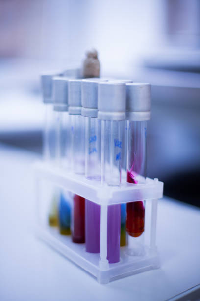 istock Tubes in laboratory with white blurry background 2187125463