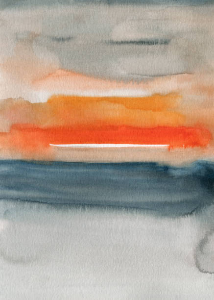 istock hand painted watercolor abstract dreamy ethereal landscape, beautiful dramatic coastal sunset  scenery 2187126097
