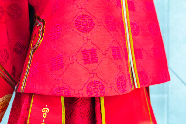 istock Chinese Bridal Attire with Auspicious Patterns 2187127881