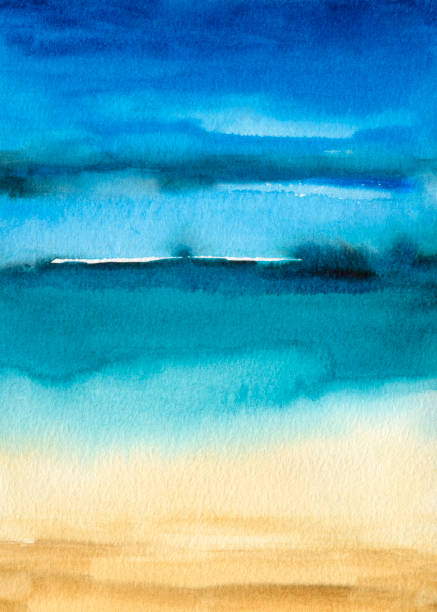 istock hand painted watercolor abstract dreamy ethereal coastal landscape, beautiful dramatic painterly  beach scenery 2187127949