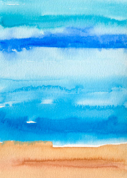 istock hand painted watercolor abstract dreamy ethereal coastal landscape, beautiful dramatic painterly  beach scenery 2187127950