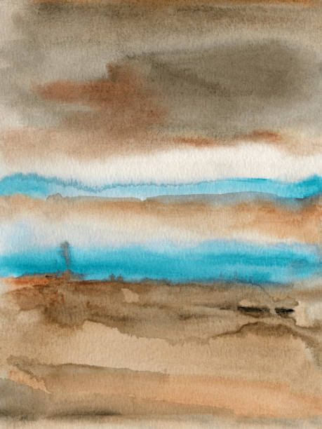 istock hand painted abstract  watercolor dreamy obscure rural landscape scenery art print 2187129515
