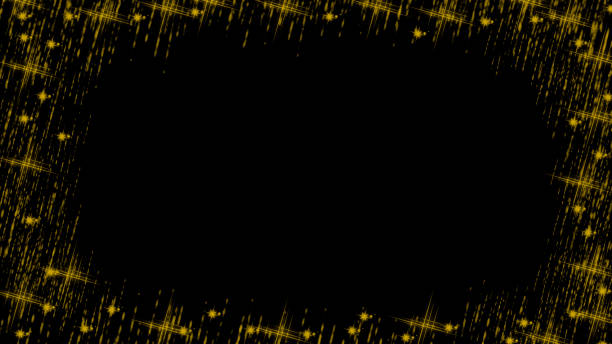 Abstract background frame of golden snow and small golden stars