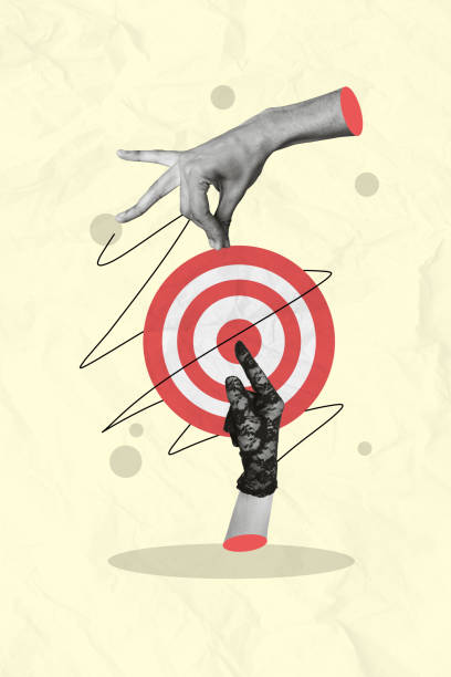 istock Image collage of two successful people playing darts game isolated on drawing creative background 2187130079