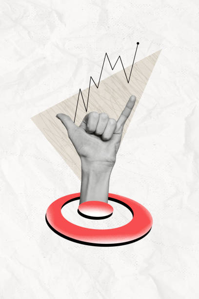 istock Creative retro 3d magazine collage image of arm growing darts game showing shaka gesture isolated grey color background 2187130156