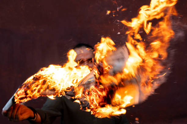 Man with Molotov cocktail