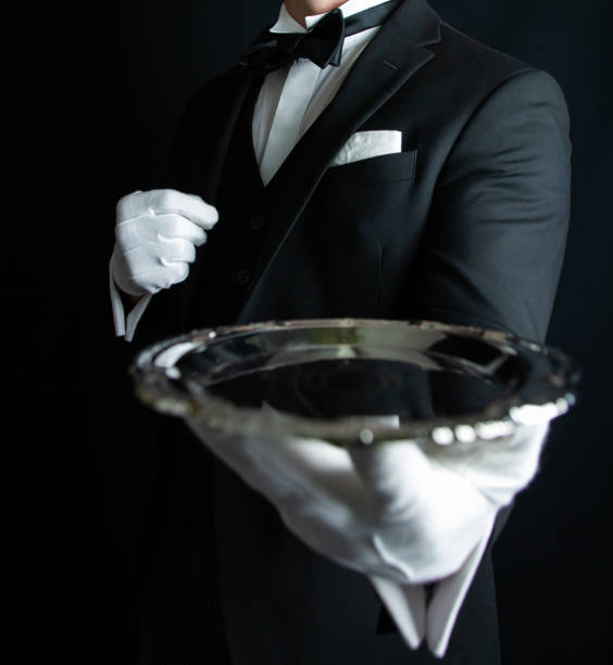 istock Butler Holding Tray At Your Service 2187150533