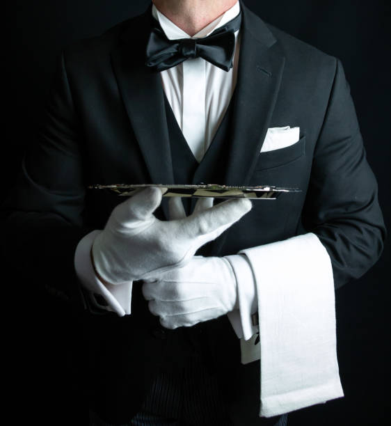 istock Butler With Tray At Your Service 2187150536
