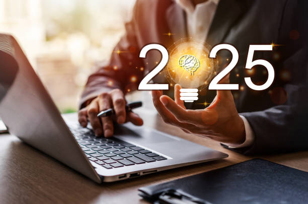 istock Business people manager using laptop computer with 2025 new ideas and creative innovation concept 2187151744