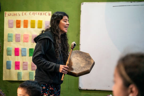 istock Teacher teaching her students on musician class at school 2187159682