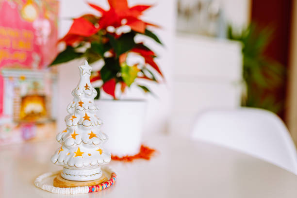 Christmas decoration at home for party with family. Xmas activities and celebration on winter season.