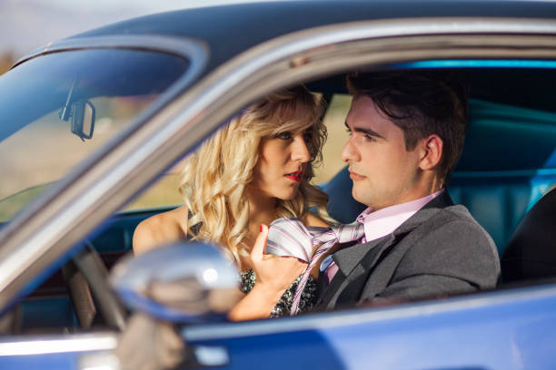 Free picture: oldtimer car, romance, lover, love, embrace, windshield ...