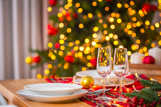 istock Christmas dining table close to the Christmas tree 2187171062