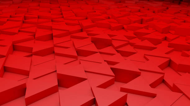 istock Abstract orange modern architecture 3D background with red triangle in perspective 2187176159