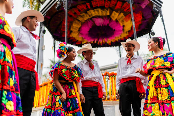 istock Young chiapanecos (traditional mexican dancers) talking outdoors 2187176544