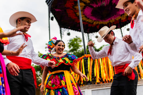 istock Young chiapanecos (traditional mexican dancers) dancing outdoors 2187176728