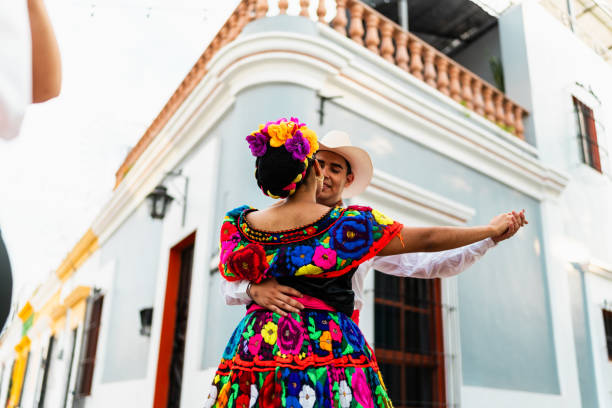 istock Young chiapanecos couple (traditional mexican dancers) dancing outdoors 2187177460